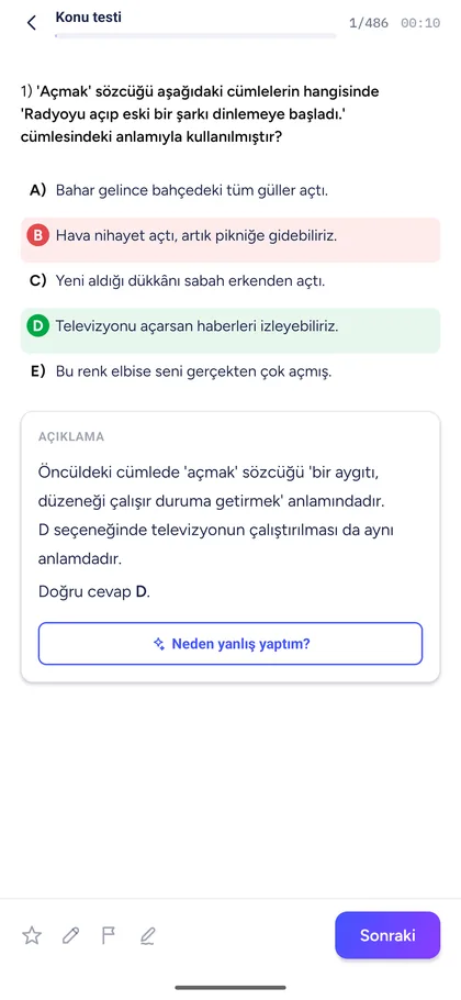 Kadrom KPSS uygulaması — Soru çözme ekranı
